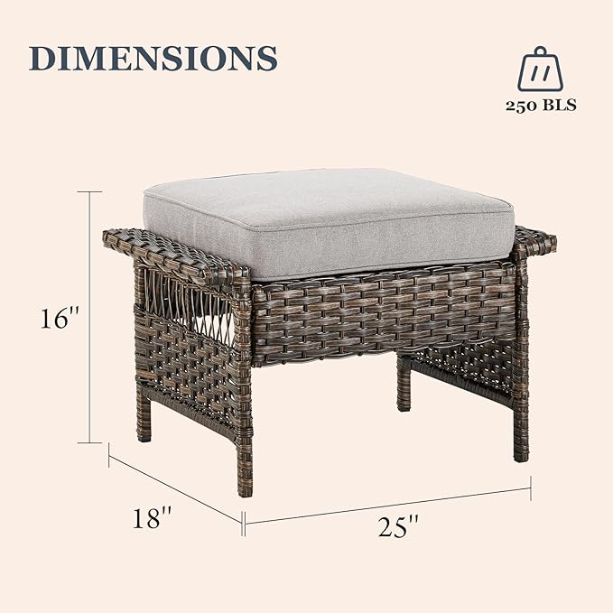 Patio Furniture Set 2 Wicker Swivel Glider Chairs 2 PE Rattan Ottomans with Beige Cushions Patio PE Rattan Sofa Coffee Table Brown Wicker Patio Conversation Set 6pcs for Patio