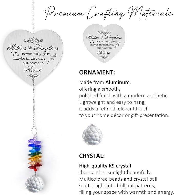 Aluminum Ornament Suncatcher - Christmas Mother's Day Birthday Gift for Women - Mothers and Daughters Keepsake - Heartfelt Gifts for Mom, Grandma, Nana, Mama, Daughters, Granddaughters