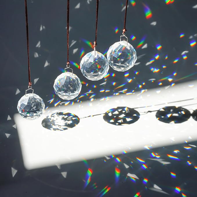 48pcs Clear Faceted Crystal Ball Prism 1.2"/30mm Glass Prism Suncatcher | Rainbow Maker,Hanging Crystals Prisms for Windows Home Garden Decor,Sun Catcher Indoor Window,Large Beads For Suncatcher