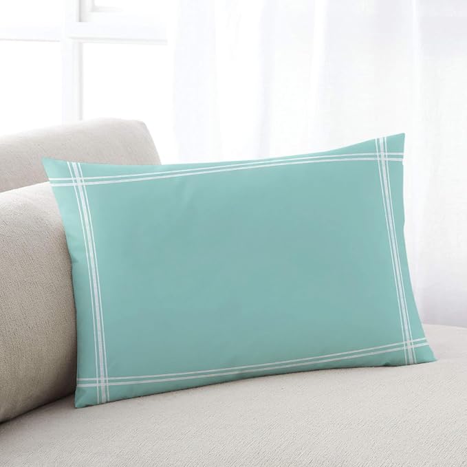 Outdoor Waterproof Throw Pillows Farmhouse Decor Aqua Patio Pillows Pack of 2,Decorative Pillow Covers with Insert,Pillow Cushion Case for Garden Couch Sofa