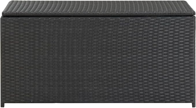 Homgoday Outdoor Storage Deck Box Patio Storage Box Poly Rattan 39.3"x19.6"x19.6" Black