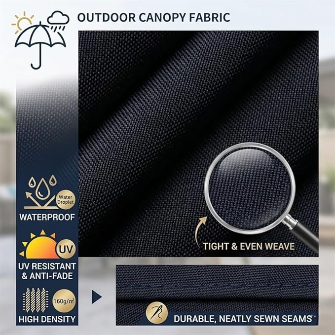 Patio Umbrella Replacement Canopy 6.6ft 7ft 8.2ft 9.2ft 9.8ft for 6/8 Ribs, Market Umbrella Top Cover, UV Protective Waterproof Polyester Fabric, Canopy Only