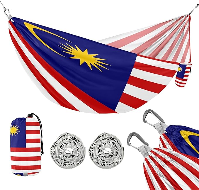 National Flag of Malaysia Hammocks with Portabl Carry Bag Backyard Hammock for Indoor Outdoor Patio
