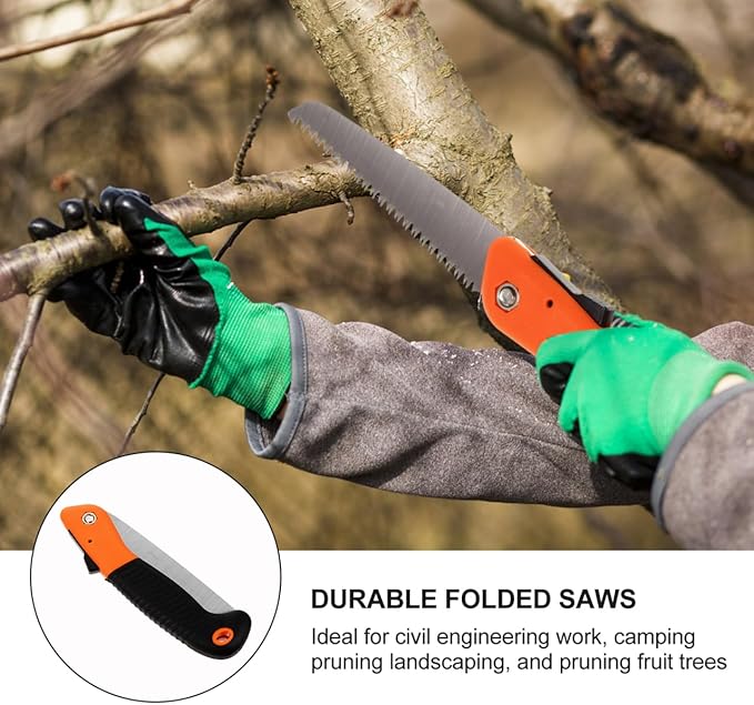 ibasenice Foldable Hand Saw 15In Steel Blade Portable Pruning Tool for Camping Gardening Woodworking with Auto-Lock System