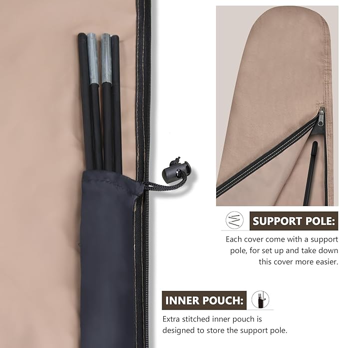 ULTCOVER Patio Parasol 600D Waterproof Outdoor Market Umbrella Cover - Fits Market Umbrella 7-10 Feet