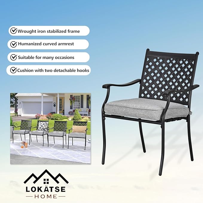 LOKATSE HOME 5-Piece Outdoor Patio Metal Dining Set