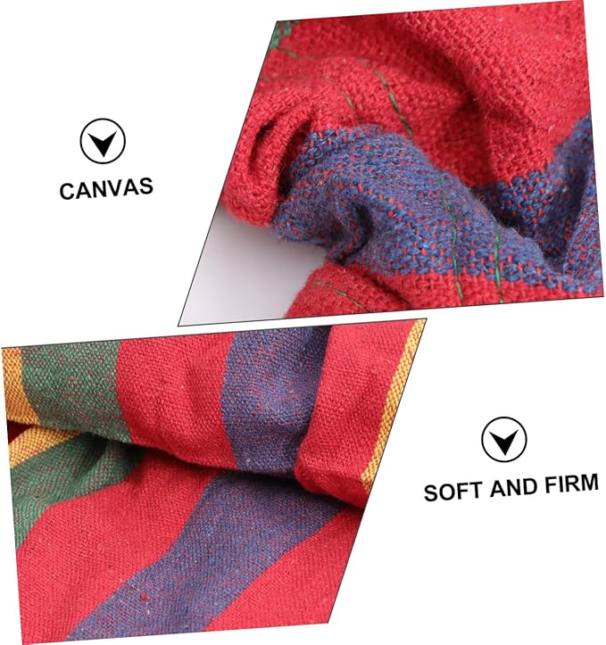 TOYANDONA Single Person Hammock Rainbow Striped Outdoor Travel Swing with Anti-tip Design Cotton Canvas for Leisure Patio Garden Use