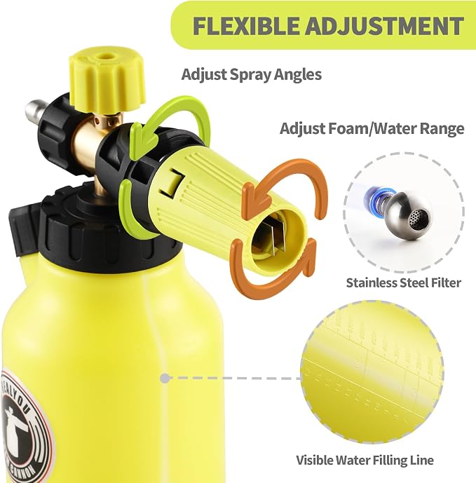 Realyou Foam Cannon for Pressure Washer up to 4500 PSI, Premium Foam Sprayer with Easy Foam Dispensing, Car Wash Sprayer with 1 Liter Bottle