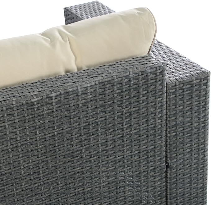 Tangkula Outdoor Furniture 4 Piece, Sectional Sofa with Coffee Table All-Weather Proof Heavy Duty Steel Frame Couch Set for Garden, Balcony, Poolside, Patio, Grey Conversation Set