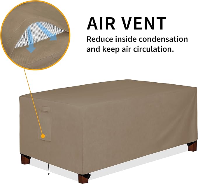 Easy-Going 600D Heavy Duty Rectangular Table Cover UV Resistant and Waterproof Outdoor Lawn Patio Furniture Cover (72" Lx44 Wx23 H, Camel)