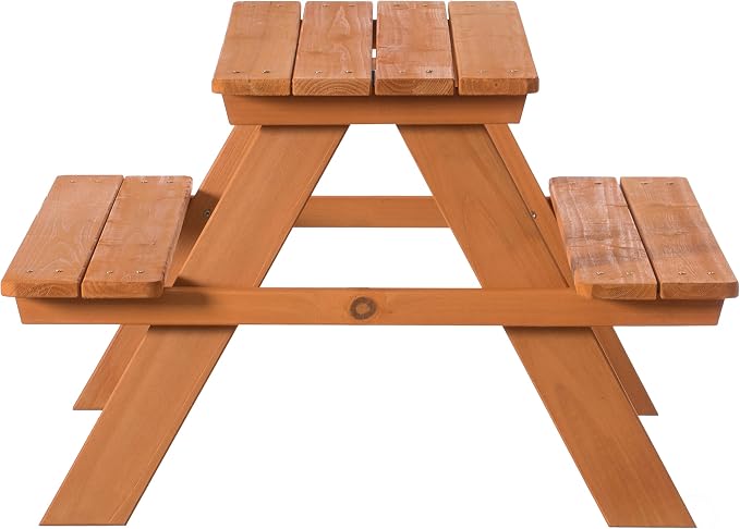 Gardenised, Stained Wooden Kids Outdoor Picnic Table for Garden and Backyard (QI004477)
