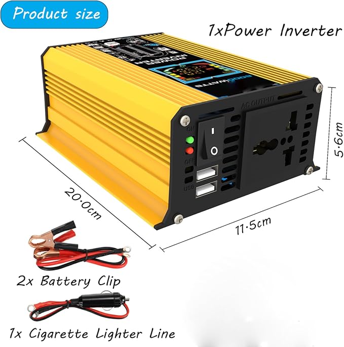 6000W Solar Generator Kit - Portable Off-Grid Power System with 12V to 110V/220V Inverter, 75W Foldable Solar Panel, Dual USB & 4 USB Ports, 50A Controller for Home & Outdoor (Yellow)