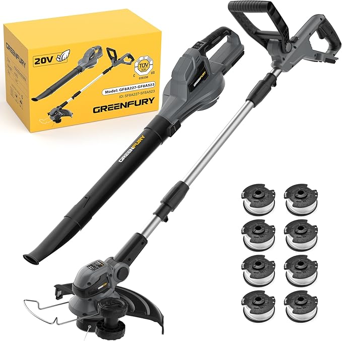 2-in-1 Cordless Weed Wacker and Leaf Blower Combo, Compatible with Dewalt 20V Max Battery, 12-Inch Auto-Feed String Trimmer/Grass Trimmer, 150MPH Lightweight Handheld Blower (Bare Tool)