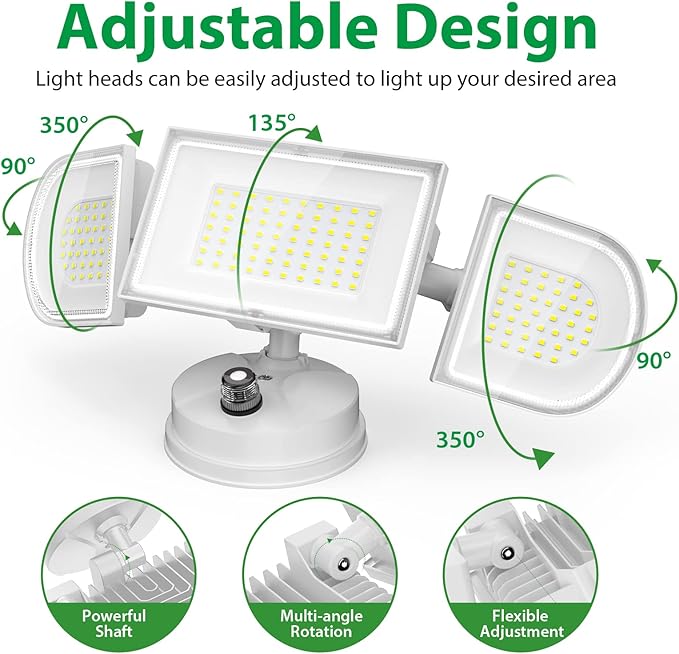 iMaihom 130W Dusk to Dawn Outdoor Lighting, 13000LM LED Security Floodlight with Photocell Auto On/Off, 3 Adjustable Heads, IP65 Waterproof, Hardwired for Garage, Yard, Driveway, 6500K Daylight