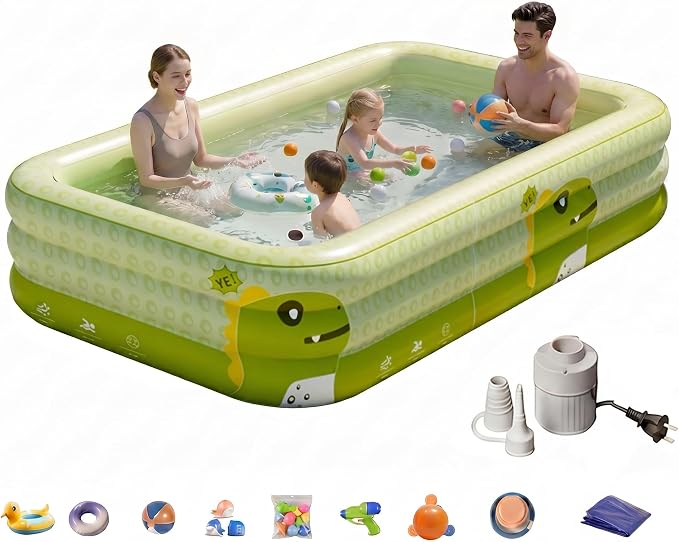 Extra-Large Inflatable Pool for Kids and Adults-152" X 72" X 23" Full-Sized Inflatable Swimming Pool Leakproof Blow Up Pool Above Ground for Backyard, Outdoor, Garden, Summer Water Party