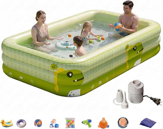 Extra-Large Inflatable Pool for Kids and Adults-152" X 72" X 23" Full-Sized Inflatable Swimming Pool Leakproof Blow Up Pool Above Ground for Backyard, Outdoor, Garden, Summer Water Party