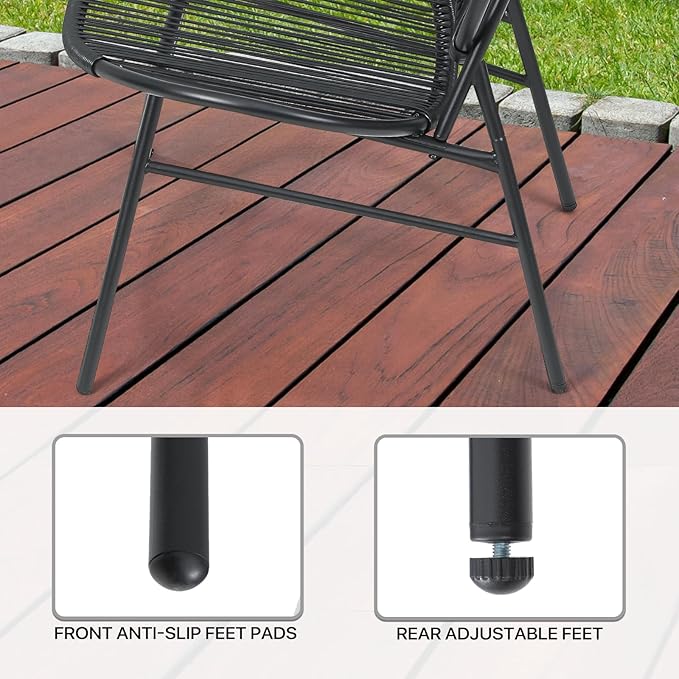 MoNiBloom 4 Pieces Outdoor Patio Furniture, All Weather PE Rattan Wicker Loveseat and Chairs Conversation Set with Steel Coffee Table for Garden Backyard Porch Balcony Poolside Deck Lawn