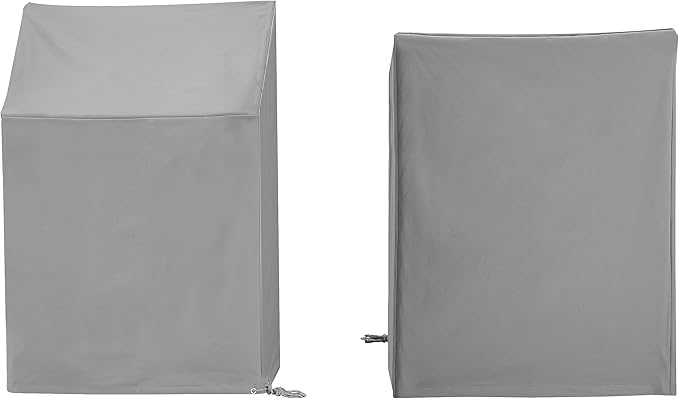 Crosley Furniture Patio Furniture Covers, Waterproof 2-Piece Outdoor Chair Cover Set for Dining Chairs, Gray