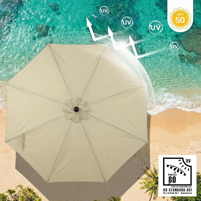 COWVIE Umbrella Canopy Replacement for 8 Ribs Patio Umbrella, Outdoor Table Parasol Replacement for Yard, Canopy Only