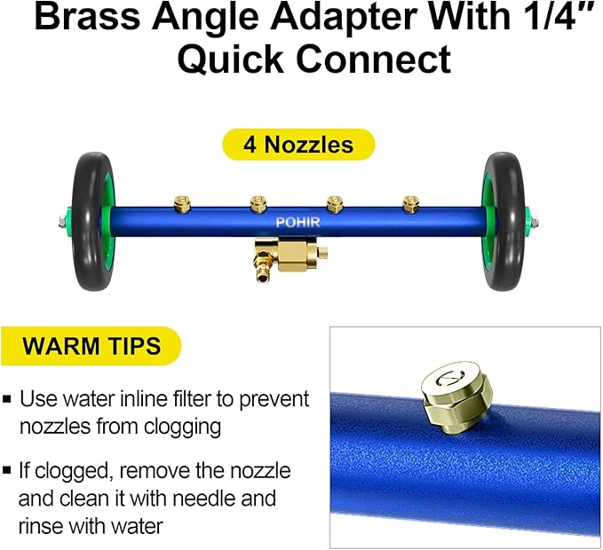 POHIR Undercarriage Pressure Washer Attachment Pro Max 16", Surface Cleaner Water Broom with 3pcs Extension Wand and Quick Connect Pivot Coupler 4800psi, 2 in 1 Underbody Car Washer