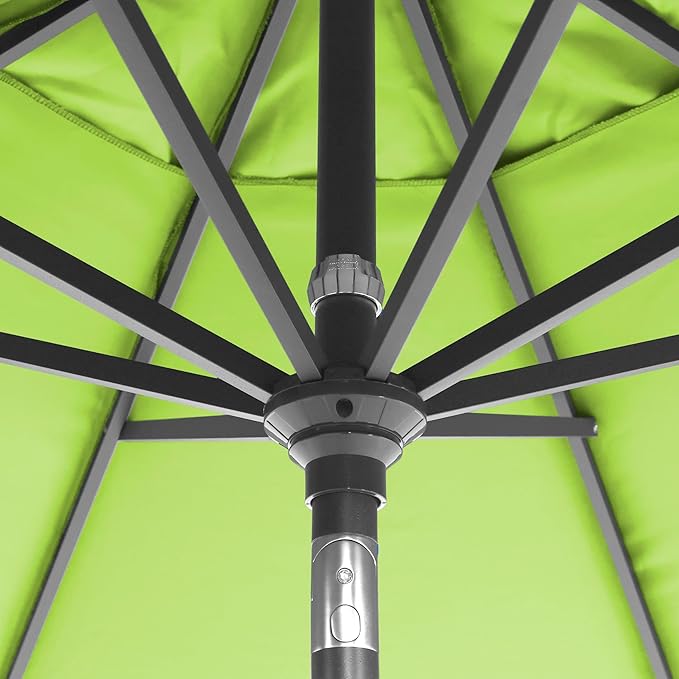 California Umbrella 12-Year-Non-Fading, 9Ft Premium Sunbrella Patio Umbrella, Hand-Crank, Button-Tilt, Gray Frame, Macaw Fabric