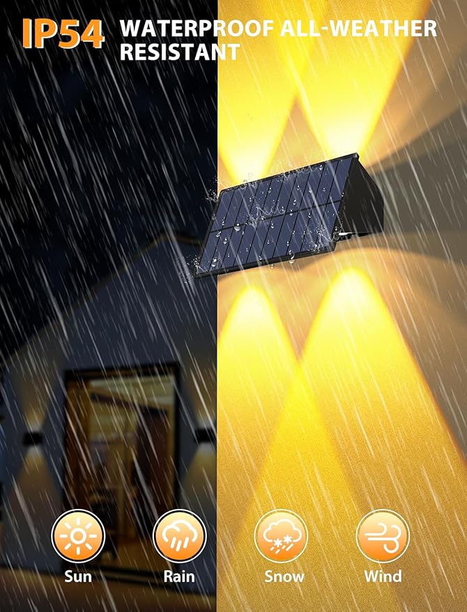 Solar Fence Lights,12Pack Solar Lights Outdoor Warm White Up & Down Wall Lights Waterproof 100 Lumens Dusk to Dawn Solar Powered Fence Light for Outside/Backyard/Pool/Railing/Patio/Porch/Step