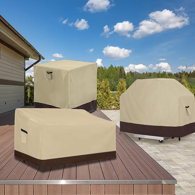 ABCCANOPY Sofa Cover Heavy Duty Sofa Cover Universal Sofa Cover Outdoor Furniture Sets Waterproof and Dustproof Protective Cover for Large Furniture 76x33x33 Beige Brown