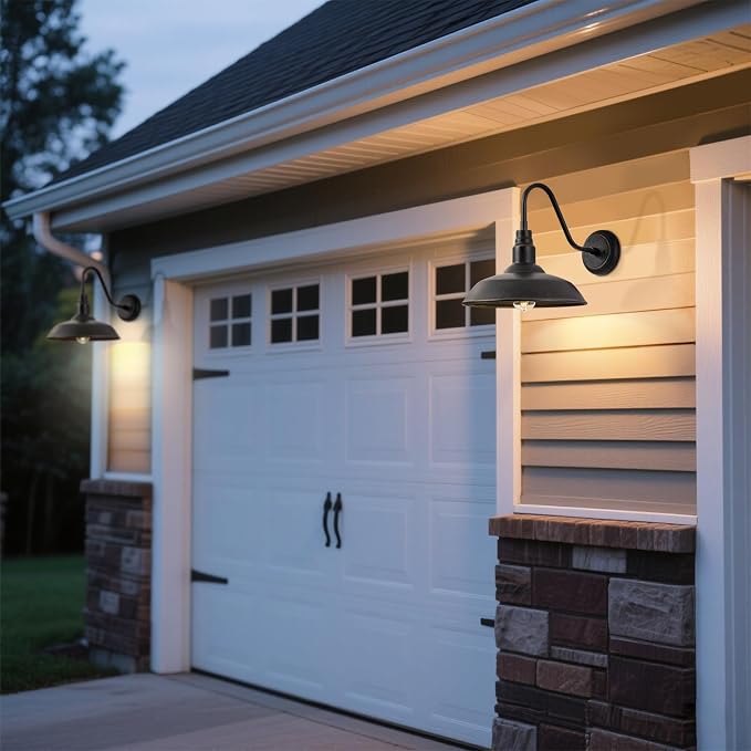 14in Outdoor Gooseneck Barn Light for Farmhouse, Bronze Exterior Wall Light Fixture for Porch, Large Outside Farmhouse Wall Sconce for Garage Patio Doorway House