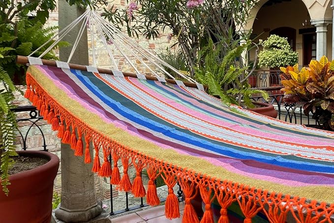 Hammock, Hand Loomed, Multi-Color, Made in Mexico by Verve CULTURE