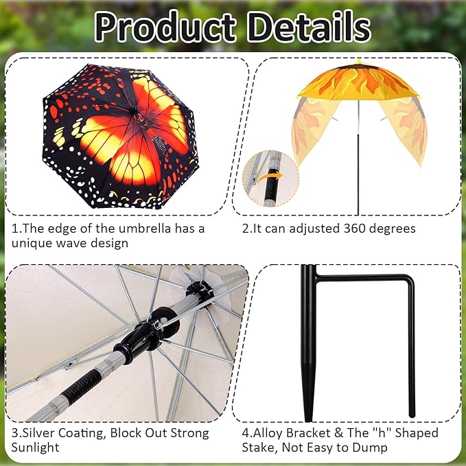 Plant Umbrellas for Outdoor Plants, Large Garden Plant Umbrella Shade Upgraded Adjustable Angle Height for Potted Plants Garden Beds