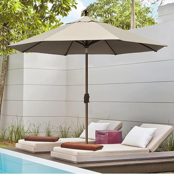 EliteShade USA 10-Year-Non-Fading 10Ft Market Patio Umbrella, UPF 50+ UV Protection Performance Sun Umbrella, Heavy Duty Commercial Grade Outdoor Table Umbrella with Crank & Tilt, Windproof Vented Top for Garden, Pool, Deck and Outdoor Playsets, Antiqu...