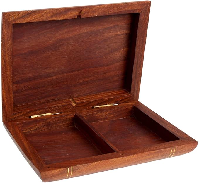 Premium Wooden Playing Card Box for 2 Decks – Handmade Double Deck Card Holder, Solid Wood Storage Case, Gift for Poker & Card Game Lovers (6.5x4.5 inch)