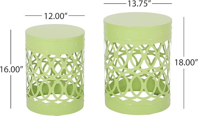 Christopher Knight Home Mellie Outdoor Side Tables - Green (Set of 2)