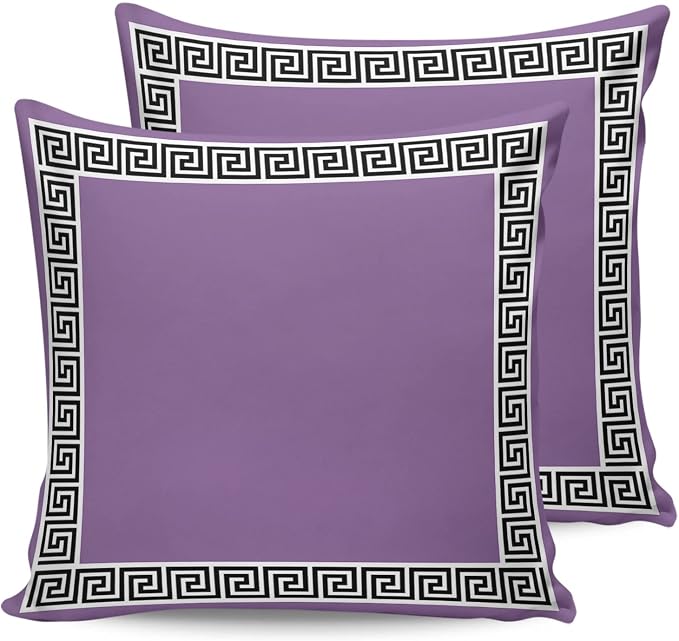 Prime Leader Outdoor Waterproof Pillow Covers Set of 2, Chinese Style Pattern Purple Background Patio Throw Pillow Covers, Decorative Cushion Case for Couch Sofa Furniture Garden, 16x16 Inch