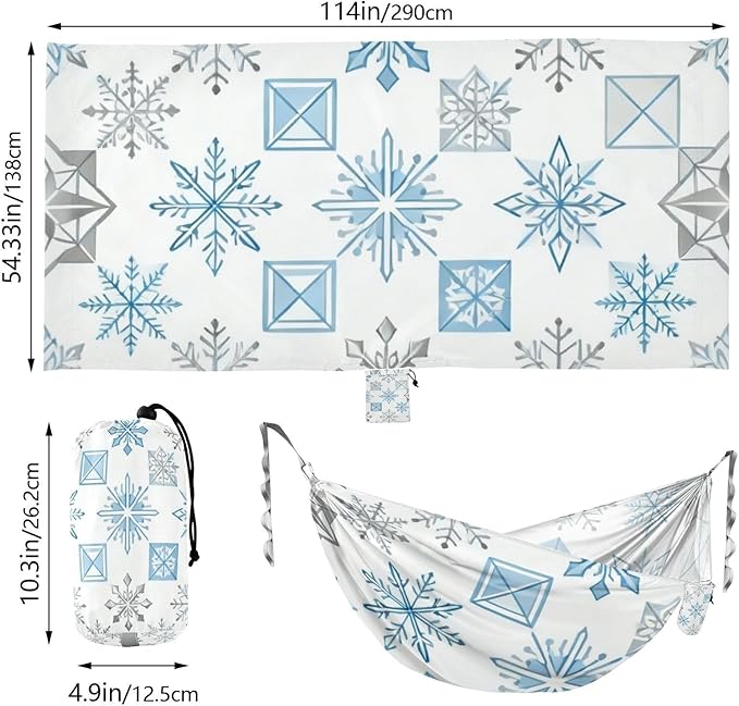 Snowflake and Gem Hammocks with Hanging Rope Tree Hammock for Outside Patio Backyard Poolside