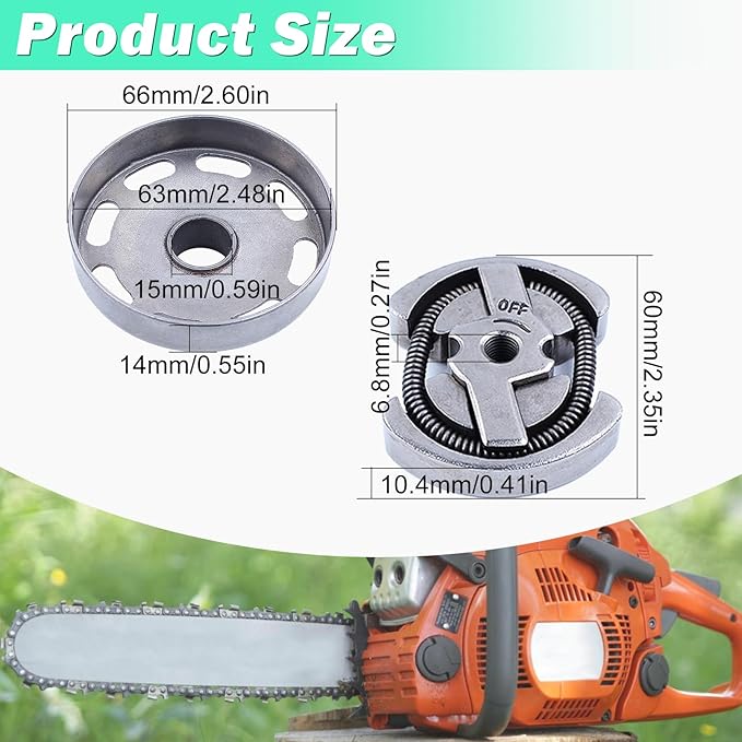 325"-7T Clutch Drum Kit & Clutch Cover Assembly for Husqvarna 435 435E 440 440E Chainsaw, 435 Clutch Drum Kit with Chain Brake Assy Bar Nuts Parts Replace 505441501, 544212402, 536329204