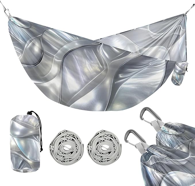 Silver Shell Outdoor Hammock with Hanging Rope Rope Hammock for Indoor Outdoor Patio