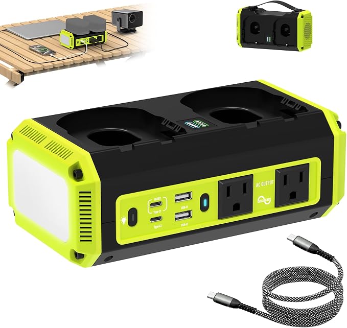 Kzreect 350W Pure Sine Wave Power Inverter Compatible with Ryobi 18V Batteries (Battery Not Included), Dual-Battery Auto-Switch, DC 18V to AC 120V, 140W USB-C PD, 600lm LED Light