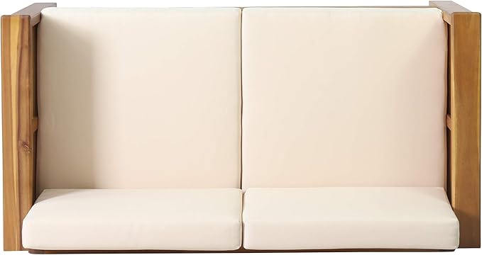Christopher Knight Home Louver Chat Set, Teak + Cream