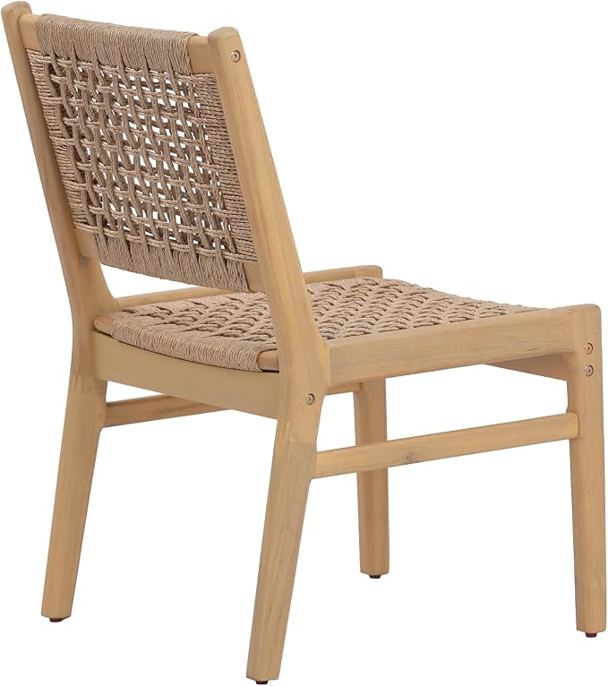 Christopher Knight Home Chuse Acacia Wood Dining Table Set for 6, Solid Wood Outdoor Dining Set for 6, 7 Piece Oval Patio Dining Table and Chair Set with Wicker Seat & Back, Light Brown + Light Teak