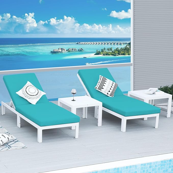 NICESOUL Oversized Modern Aluminum Outdoor Patio Furniture Set with Chaise, 29" Wide Deep Seating, Fade Resistant Sectional Sofa, 500lbs Heavy Duty Comfortable Poolside Conversation Set, Turquoise