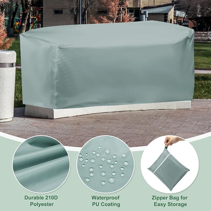 PATIKIL Outdoor Bench Cover, 210D Oxford Heavy Duty Waterproof Patio Furniture Covers for Garden Sofa Chair Table Zero Gravity, 64"L x 26"W x 35"T, Gray