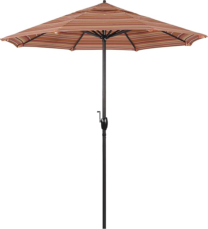 California Umbrella 7.5' Round Sunbrella Aluminum Outdoor Deck, Pool or Patio Umbrella, Crank Lift, Auto Tilt, Bronze Pole, Dolce Mange