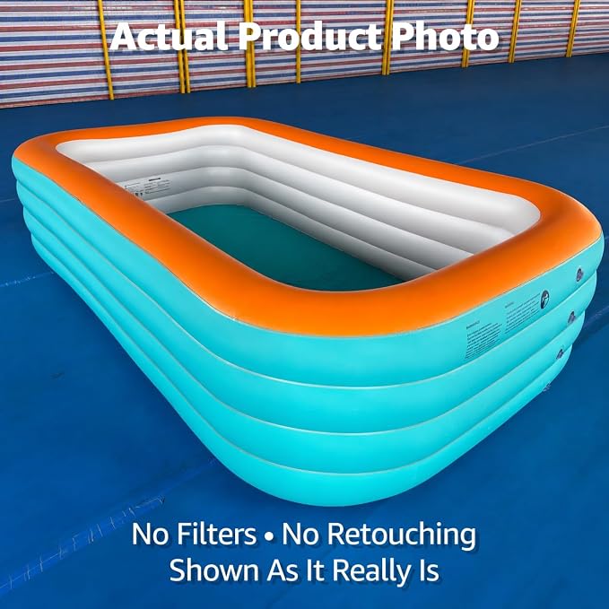 120" 4-Layer Thickened Inflatable Pool for Kids & Adults,Orange | 120",4-Layer,0.32mm Thickened PVC,16Lbs,Swimming Pool for Family, pets,Backyard,Outdoor Summer