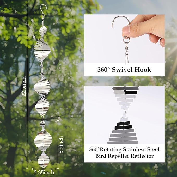 Bird Deterrents for Outside, 9PCS 3D Wind Spinners Outdoor Garden Decor, Bird Reflectors to Keep Birds, Woodpeckers, Pigeons Away from House, Outdoor Garden, Patio and Yard