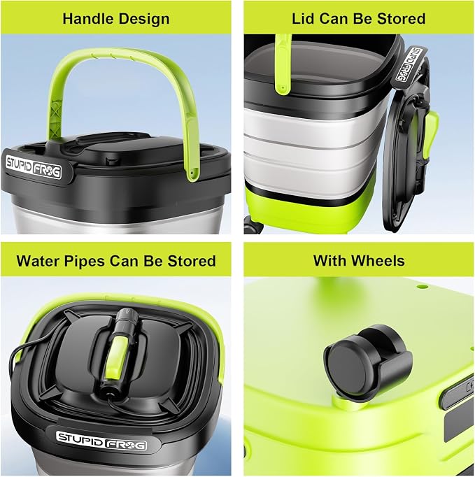 Portable Max 72 PSI Hand Sprayer, Cordless Garden Sprayer with 2000mAh Battery, 4-in-1 Nozzle, 12L Collapsible Bucket, Low Pressure Cleaner for Outdoor Cleaning, Camping, Gardening