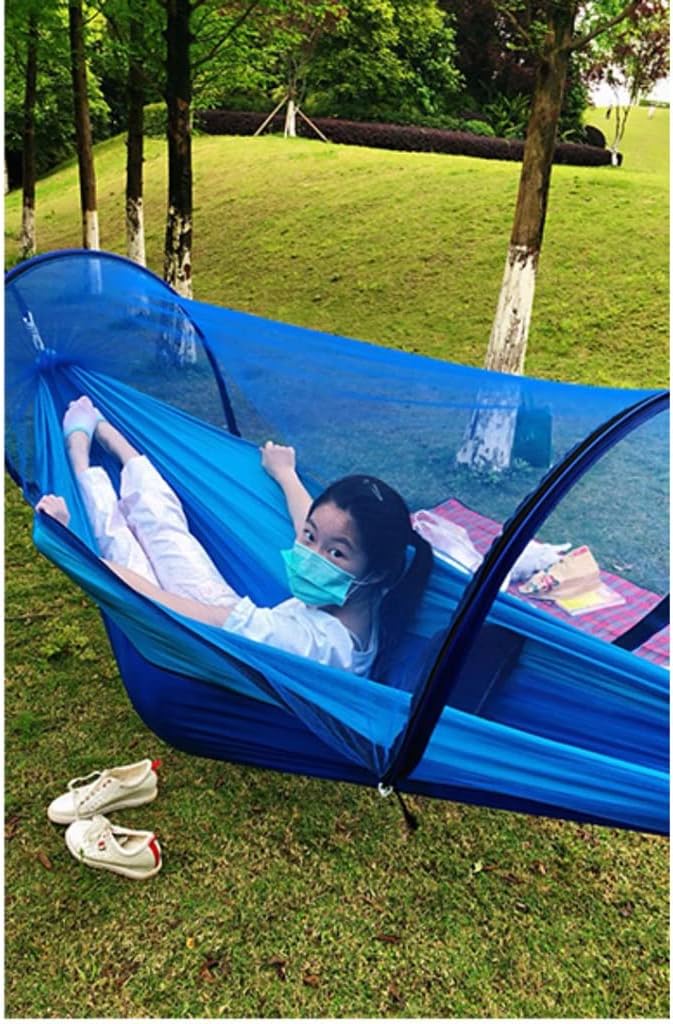 Outdoor Hammock Anti-Rollover Travel Camping Portable Hammock Hanging Chair Outdoor Portable Camping Travel Equipment (Color : Blue, Size : 260 * 140cm)