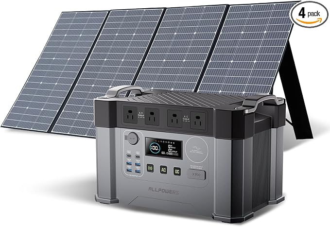 ALLPOWERS S2000 Pro Portable Power Station with SP037 400W Solar Panel, 2700W (AC+DC)/100W USB-C Output 1451Wh MPPT Solar Generator, 1.5 Hr Fast Charge Solar Backup Power for Home RV Outdoor Camping