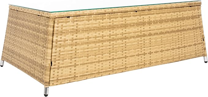 SAFAVIEH Outdoor Collection Lorma Natural/White Wicker 4-Piece Conversation Patio Set