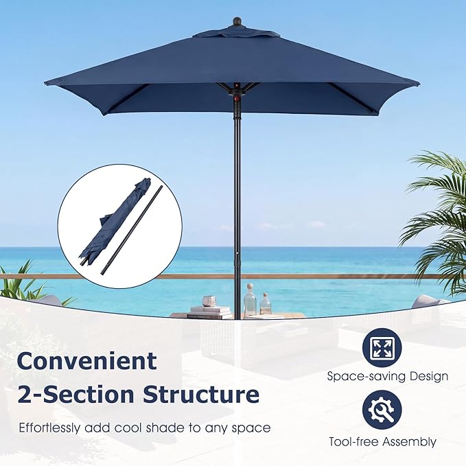 Tangkula 5 FT Patio Umbrella, Outdoor Table Market Umbrella with Quick-Release Button, 4 Sturdy Ribs, Fade Resistant & Waterproof Canopy, Sun-protective, for Garden, Poolside, Backyard (Navy)